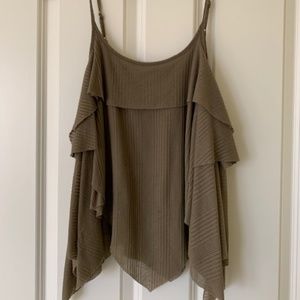 Free People Army Green Cotton Tank (Size SM)